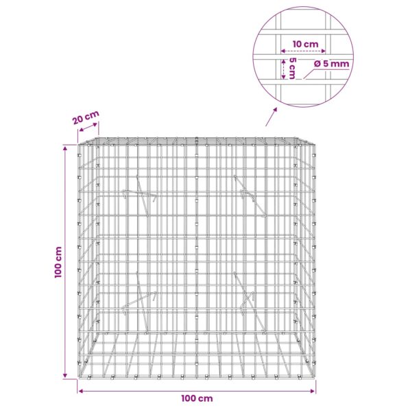 vidaXL Gabión s drôtom 5 mm a sieťou 5x10 cm 100x20x100 cm – Obrázok 6