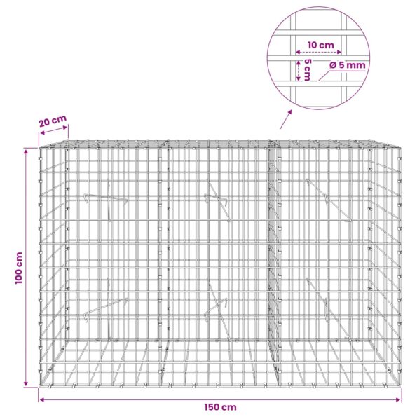 vidaXL Gabión s drôtom 5 mm a sieťou 5x10 cm 150x20x100 cm – Obrázok 6