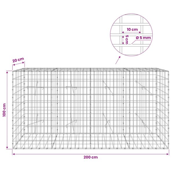 vidaXL Gabión s drôtom 5 mm a sieťou 5x10 cm 200x20x100 cm – Obrázok 6
