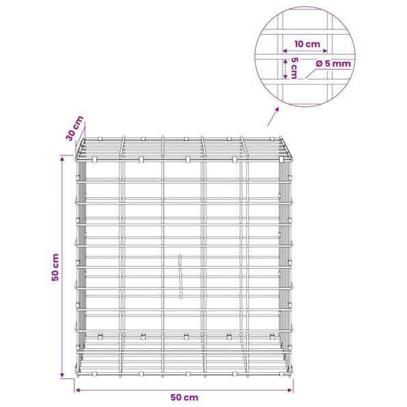 vidaXL Gabión s drôtom 5 mm a sieťou 5x10 cm 50x30x50 cm – Obrázok 6