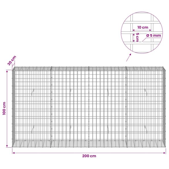 vidaXL Gabión s drôtom 5 mm a sieťou 5x10 cm 200x30x100 cm – Obrázok 6