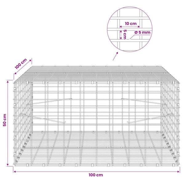 vidaXL Gabión s drôtom 5 mm a sieťou 5x10 cm 100x100x50 cm – Obrázok 6