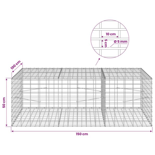 vidaXL Gabión s drôtom 5 mm a sieťou 5x10 cm 150x100x50 cm – Obrázok 6