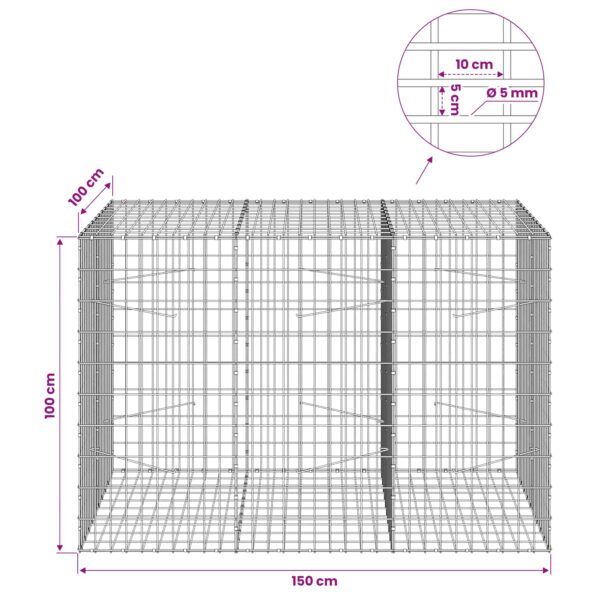 vidaXL Gabión s drôtom 5 mm a sieťou 5x10 cm 150x100x100 cm – Obrázok 6