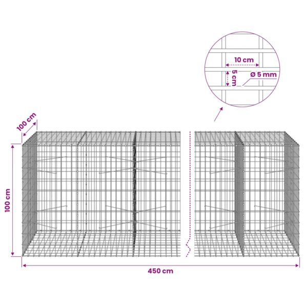 vidaXL Gabión s drôtom 5 mm a sieťou 5x10 cm 450x100x100 cm – Obrázok 6