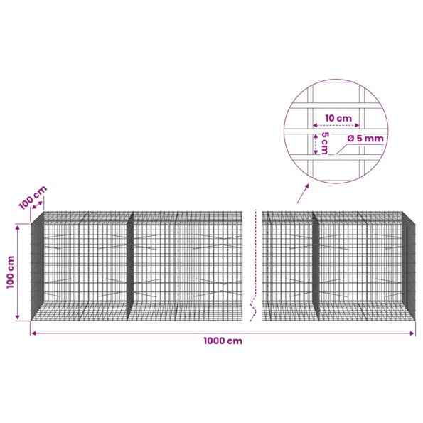 vidaXL Gabión s drôtom 5 mm a sieťou 5x10 cm 1000x100x100 cm – Obrázok 6