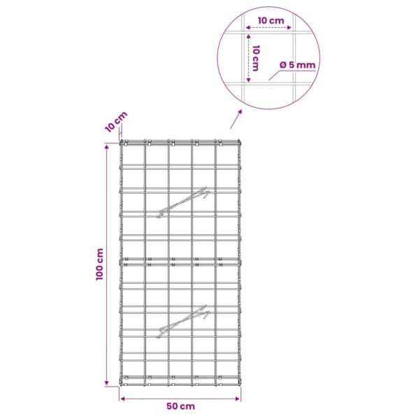 vidaXL Gabión s drôtom 5 mm a sieťou 10x10 cm 50x10x100 cm – Obrázok 6