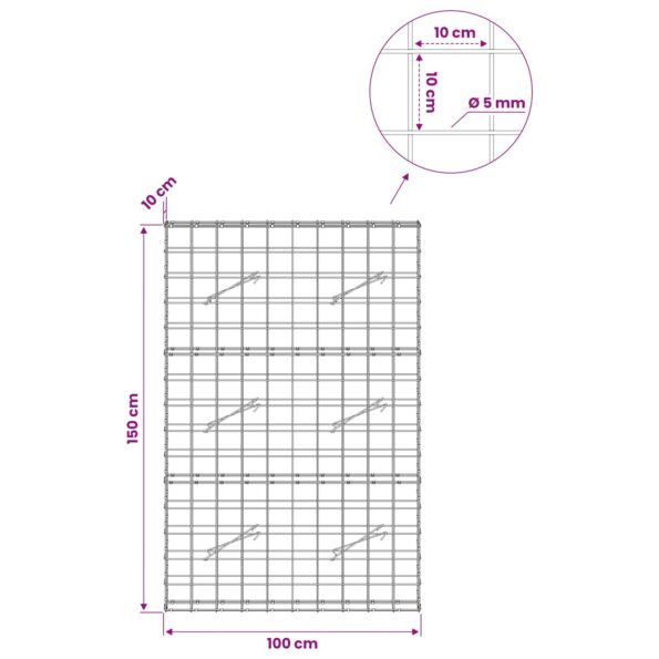 vidaXL Gabión s drôtom 5 mm a sieťou 10x10 cm 100x10x150 cm – Obrázok 6