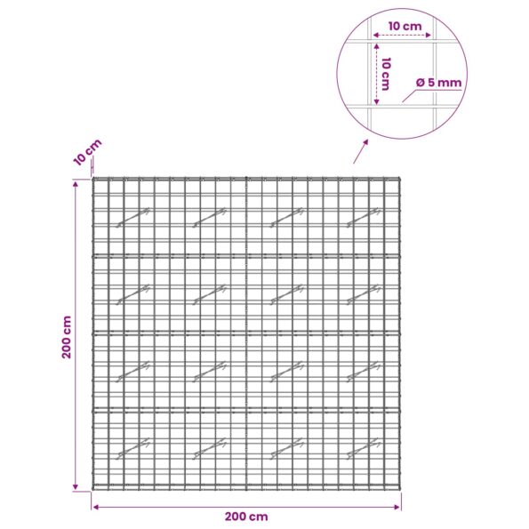 vidaXL Gabión s drôtom 5 mm a sieťou 10x10 cm 200x10x200 cm – Obrázok 6