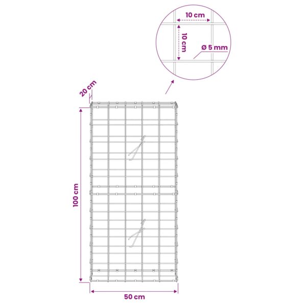 vidaXL Gabión s drôtom 5 mm a sieťou 10x10 cm 50x20x100 cm – Obrázok 6
