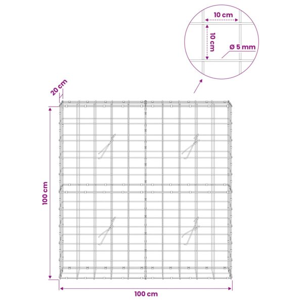 vidaXL Gabión s drôtom 5 mm a sieťou 10x10 cm 100x20x100 cm – Obrázok 6