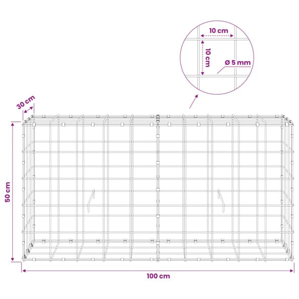 vidaXL Gabión s drôtom 5 mm a sieťou 10x10 cm 100x30x50 cm – Obrázok 6