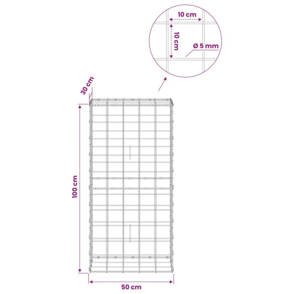 vidaXL Gabión s drôtom 5 mm a sieťou 10x10 cm 50x30x100 cm – Obrázok 6
