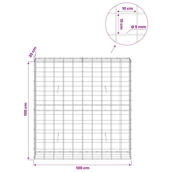 vidaXL Gabión s drôtom 5 mm a sieťou 10x10 cm 100x30x100 cm – Obrázok 6