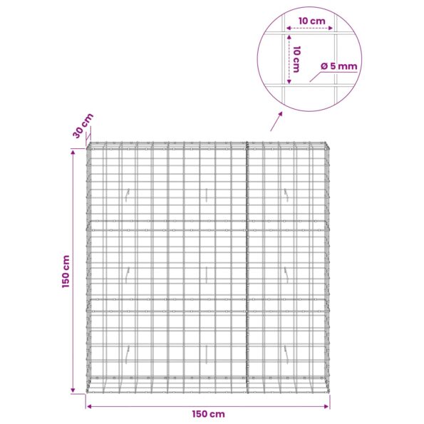 vidaXL Gabión s drôtom 5 mm a sieťou 10x10 cm 150x30x150 cm – Obrázok 6
