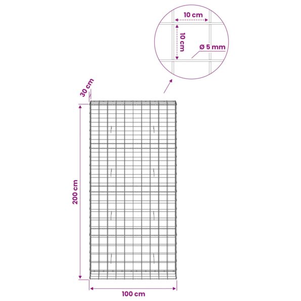 vidaXL Gabión s drôtom 5 mm a sieťou 10x10 cm 100x30x200 cm – Obrázok 6