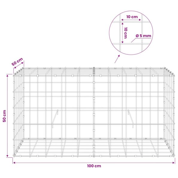 vidaXL Gabión s drôtom 5 mm a sieťou 10x10 cm 100x50x50 cm – Obrázok 6