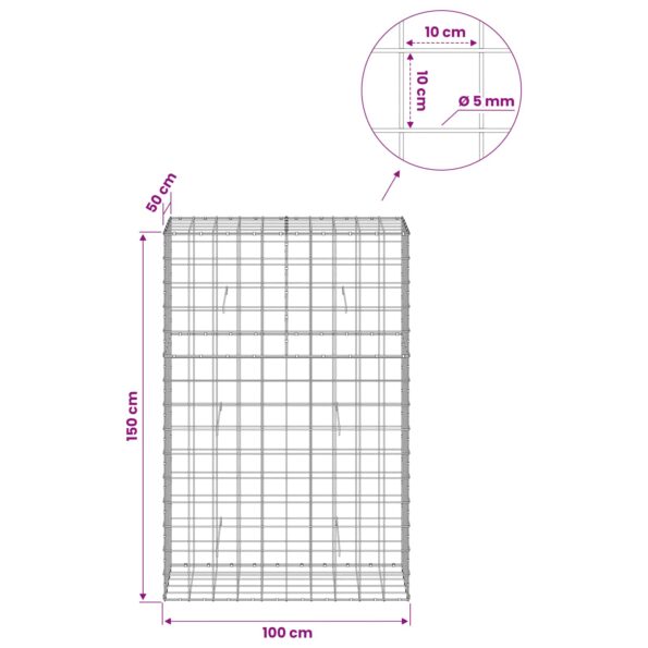 vidaXL Gabión s drôtom 5 mm a sieťou 10x10 cm 100x50x150 cm – Obrázok 6