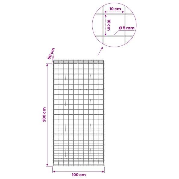 vidaXL Gabión s drôtom 5 mm a sieťou 10x10 cm 100x50x200 cm – Obrázok 6
