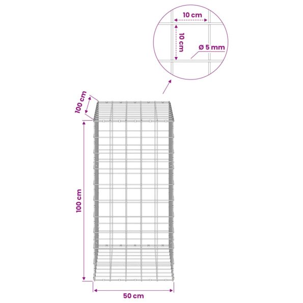vidaXL Gabión s drôtom 5 mm a sieťou 10x10 cm 50x100x100 cm – Obrázok 6