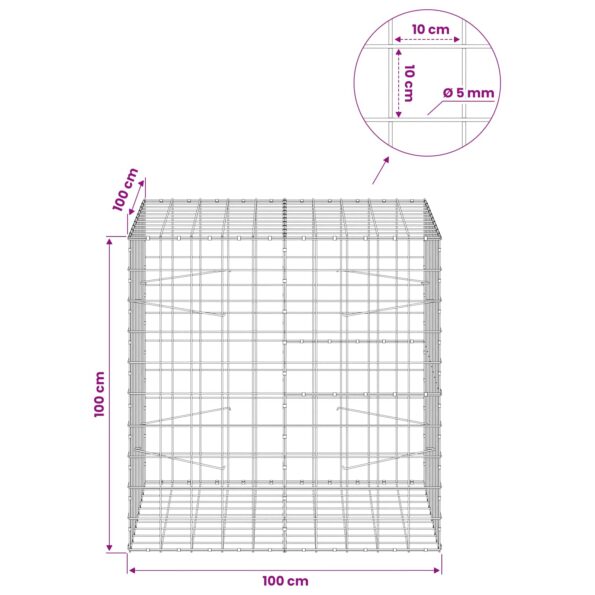 vidaXL Gabión s drôtom 5 mm a sieťou 10x10 cm 100x100x100 cm – Obrázok 6