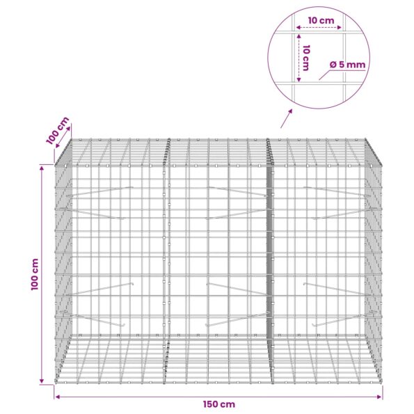 vidaXL Gabión s drôtom 5 mm a sieťou 10x10 cm 150x100x100 cm – Obrázok 6
