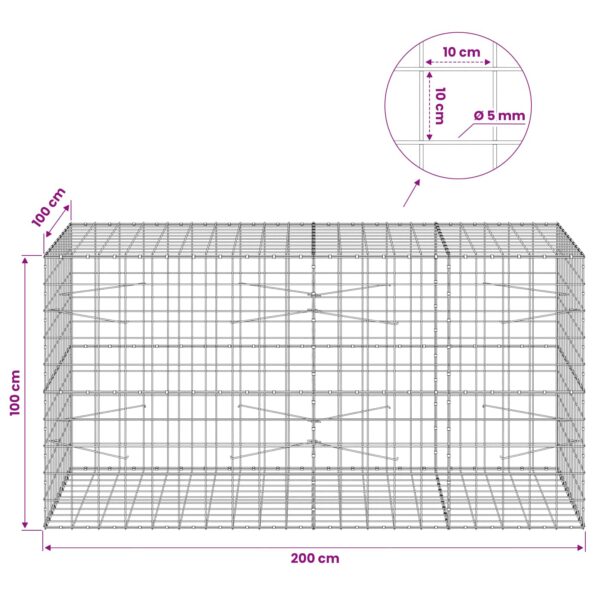 vidaXL Gabión s drôtom 5 mm a sieťou 10x10 cm 200x100x100 cm – Obrázok 6