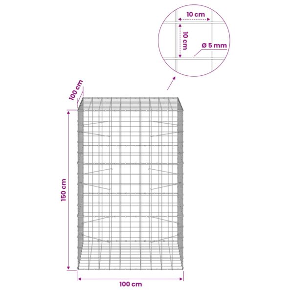 vidaXL Gabión s drôtom 5 mm a sieťou 10x10 cm 100x100x150 cm – Obrázok 6