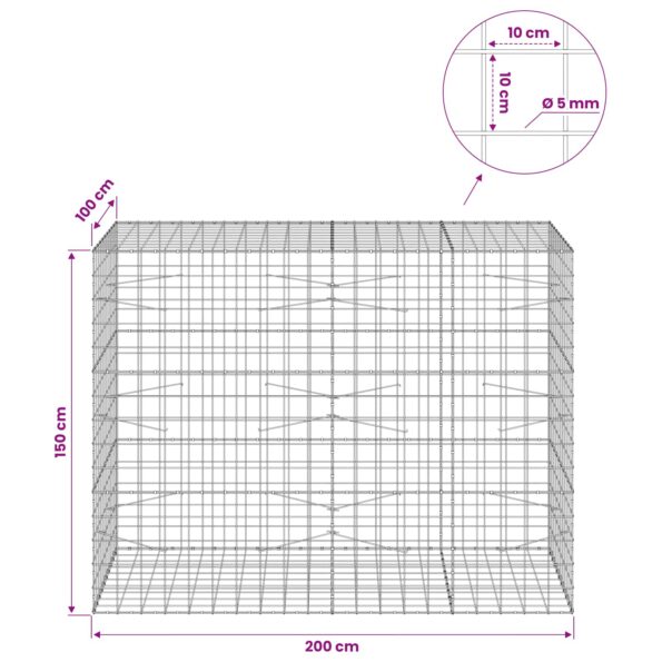 vidaXL Gabión s drôtom 5 mm a sieťou 10x10 cm 200x100x150 cm – Obrázok 6
