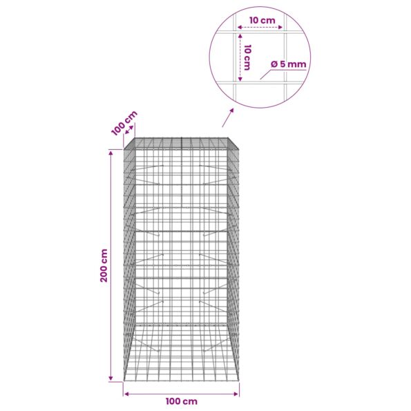 vidaXL Gabión s drôtom 5 mm a sieťou 10x10 cm 100x100x200 cm – Obrázok 6