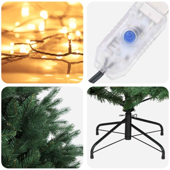 vidaXL Umelý Sklápací Vianočný Stromček 150 cm 150 LED Teplá biela – Obrázok 7