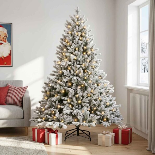 vidaXL Umelý Sklápací Vianočný Stromček 150 cm 150 LED Teplá biela – Obrázok 3