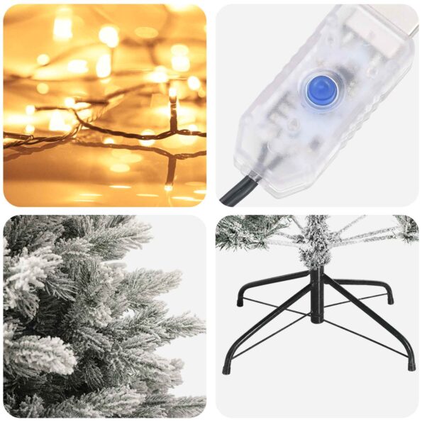 vidaXL Umelý Sklápací Vianočný Stromček 150 cm 150 LED Teplá biela – Obrázok 7