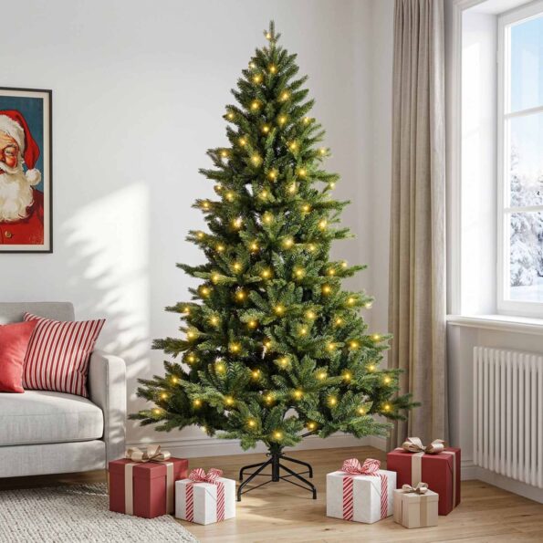vidaXL Umelý Sklápací Vianočný Stromček 150 cm 150 LED Teplá biela – Obrázok 3