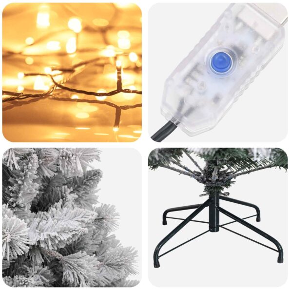 vidaXL Umelý Sklápací Vianočný Stromček 150 cm 150 LED Teplá biela – Obrázok 7