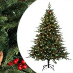 vidaXL Umelý Sklápací Vianočný Stromček 150 cm 150 LED Teplá biela – Obrázok 2