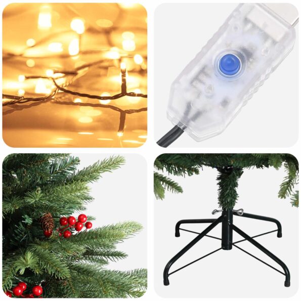 vidaXL Umelý Sklápací Vianočný Stromček 150 cm 150 LED Teplá biela – Obrázok 7