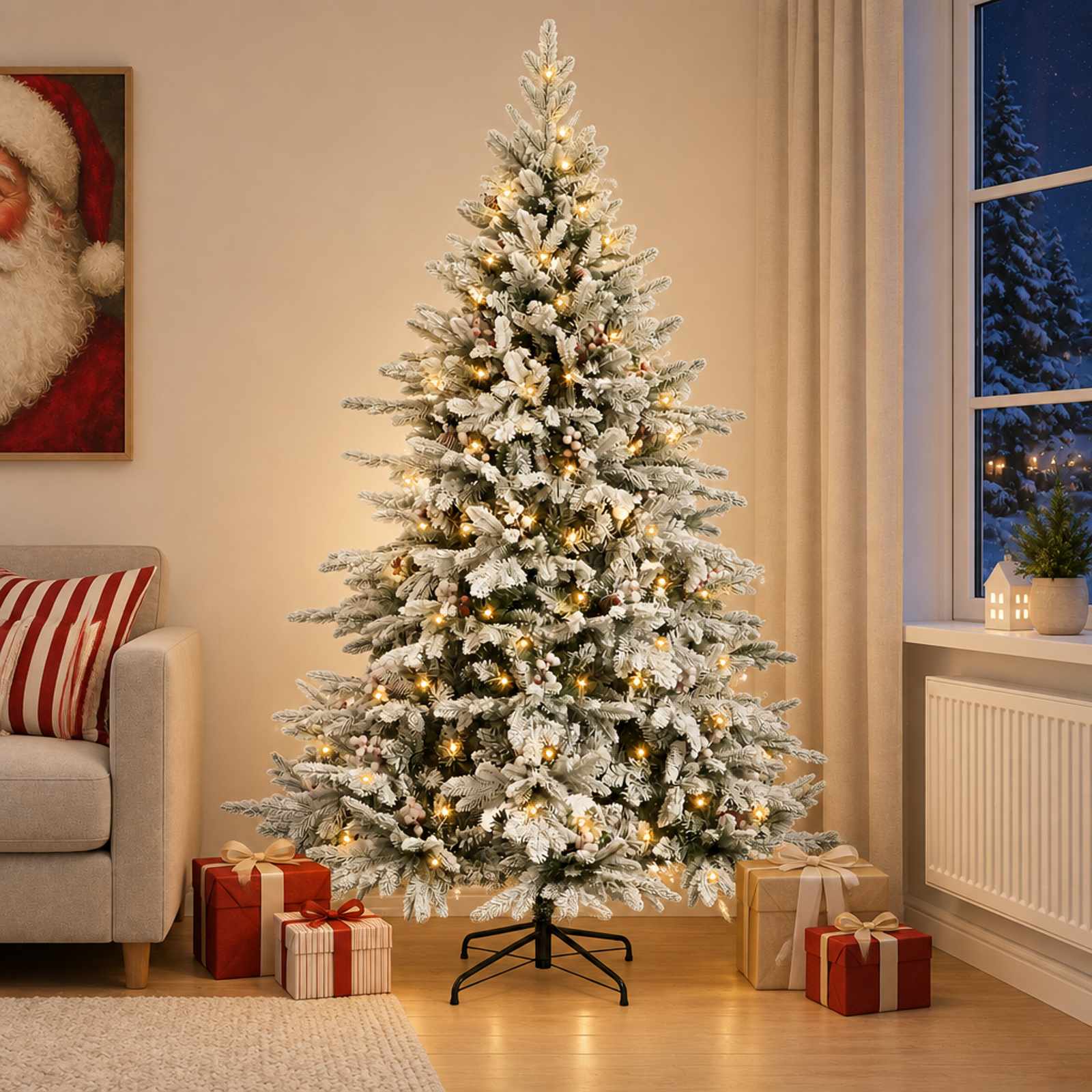 3465488_1.jpg vidaXL Umelý Sklápací Vianočný Stromček 150 cm 150 LED Teplá biela – Obrázok 1