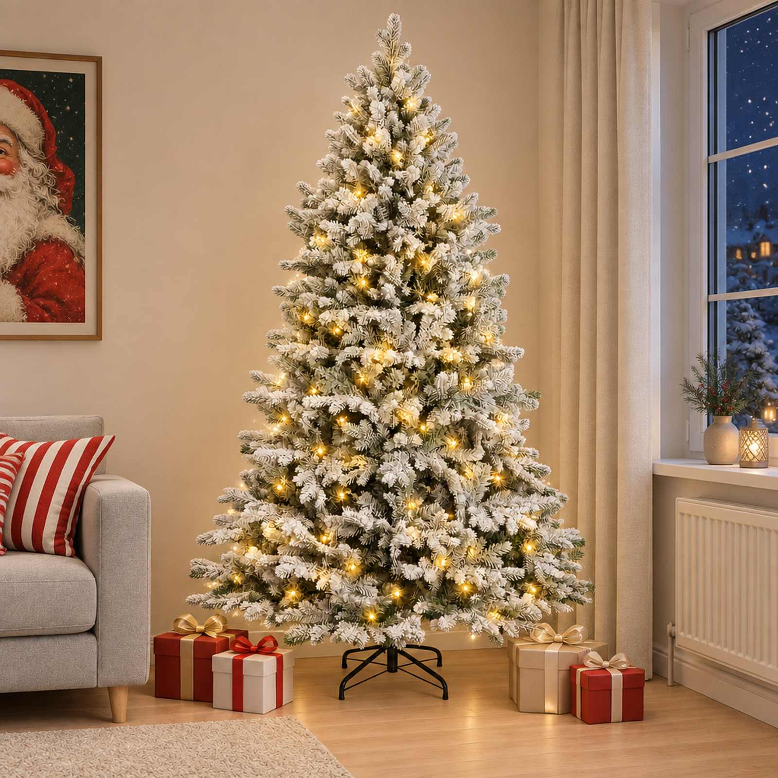 3465492_1.jpg vidaXL Umelý Sklápací Vianočný Stromček 150 cm 150 LED Teplá biela – Obrázok 1