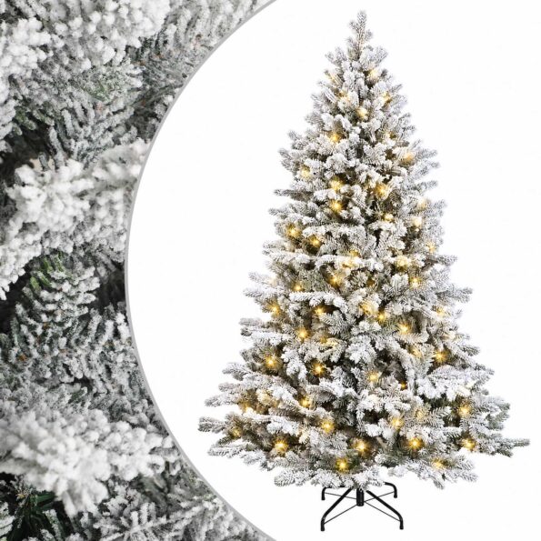vidaXL Umelý Sklápací Vianočný Stromček 150 cm 150 LED Teplá biela – Obrázok 2