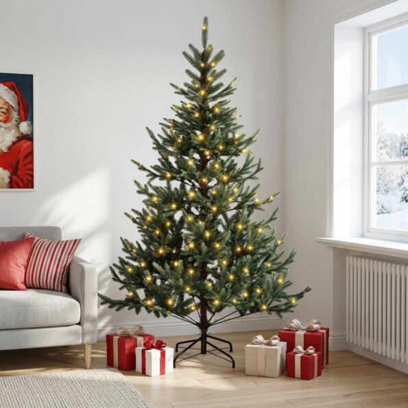vidaXL Umelý Sklápací Vianočný Stromček 120 cm 150 LED Teplá biela – Obrázok 3
