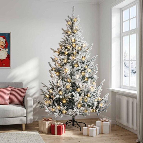 vidaXL Umelý Sklápací Vianočný Stromček 150 cm 150 LED Teplá biela – Obrázok 3