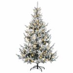 vidaXL Umelý Sklápací Vianočný Stromček 150 cm 150 LED Teplá biela – Obrázok 4
