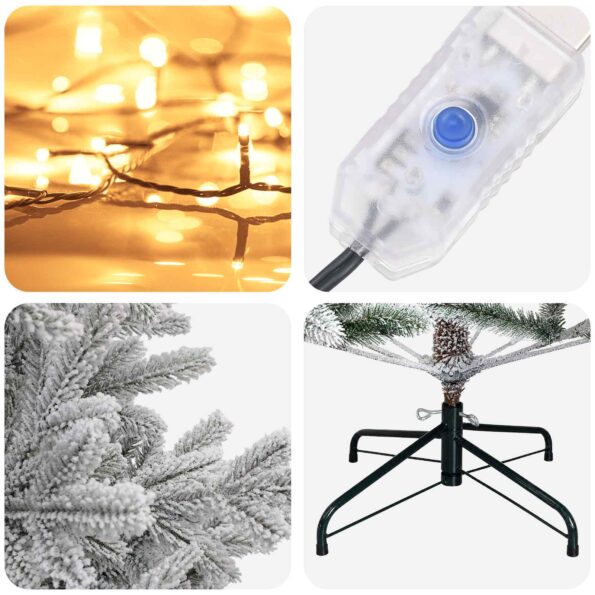 vidaXL Umelý Sklápací Vianočný Stromček 150 cm 150 LED Teplá biela – Obrázok 7