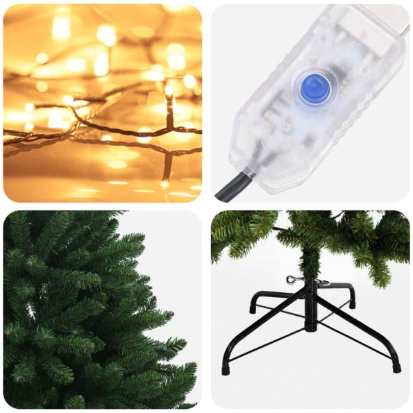 vidaXL Umelý Sklápací Vianočný Stromček 150 cm 150 LED Teplá biela – Obrázok 7