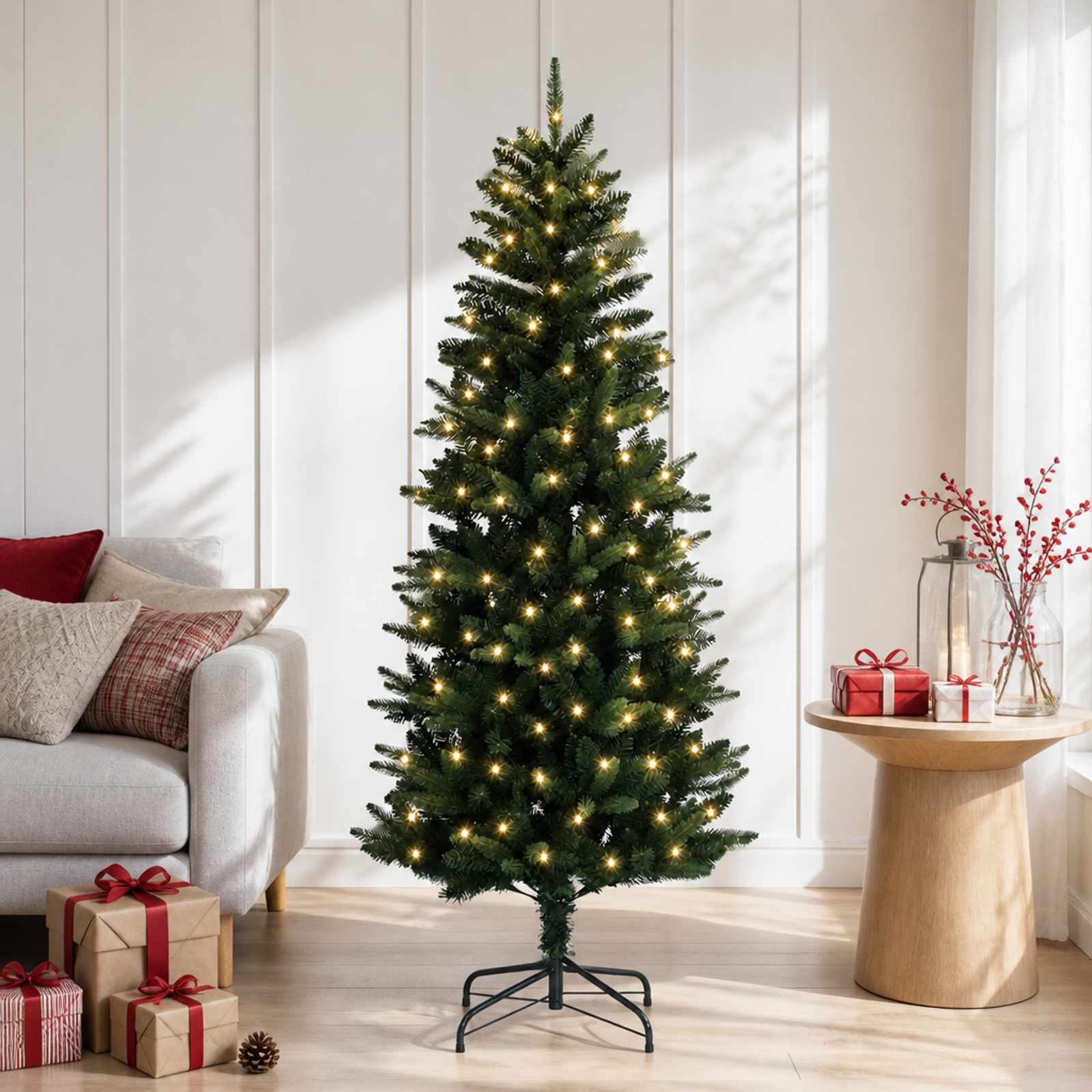 3465539_1.jpg vidaXL Umelý Sklápací Vianočný Stromček 120 cm 150 LED Teplá biela – Obrázok 1