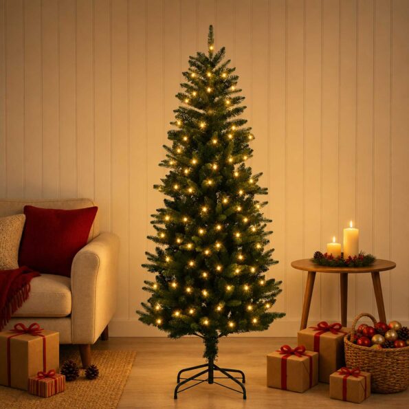 vidaXL Umelý Sklápací Vianočný Stromček 120 cm 150 LED Teplá biela – Obrázok 3