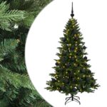 vidaXL Umelý vianočný stromček s vianočnými guľami 150 cm 150 LED – Obrázok 2