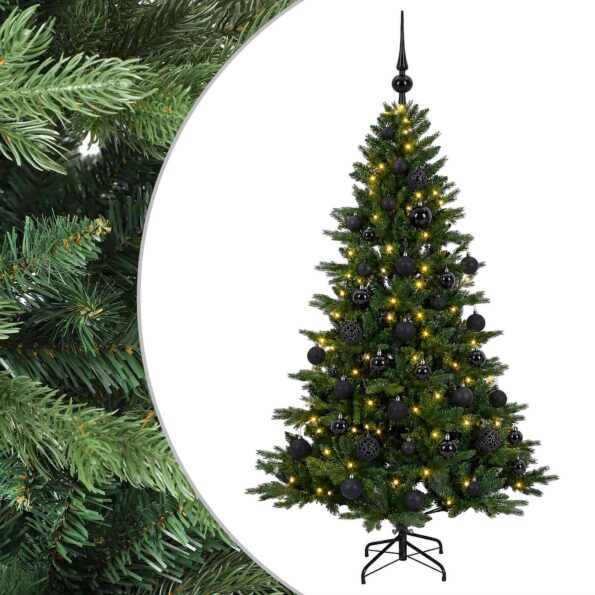 vidaXL Umelý vianočný stromček s vianočnými guľami 150 cm 150 LED – Obrázok 2