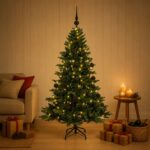 vidaXL Umelý vianočný stromček s vianočnými guľami 150 cm 150 LED – Obrázok 3